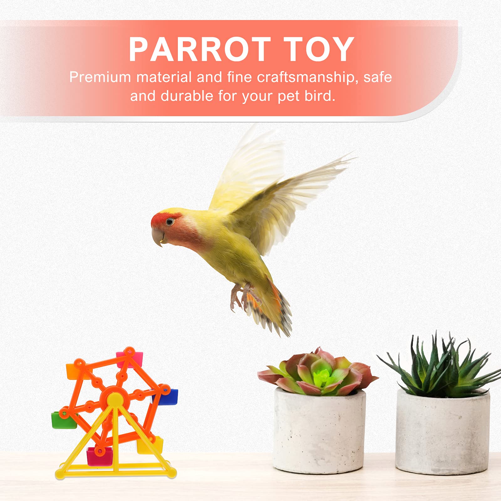 Baluue Parrot Foraging Toy - Windmill Chew Training Prop with Food Feeder, Bird Cage Decoration for Parakeets Cockatiels Conures | Interactive Plaything for Mental Stimulation & Beak Exercise