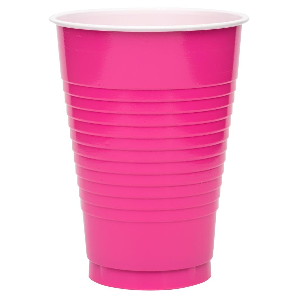 JAM Paper Plastic Party Cups - 16 oz Fuchsia Disposable Cups (20-Pack) - Perfect for Birthday Parties, BBQs, Picnics & Outdoor Events