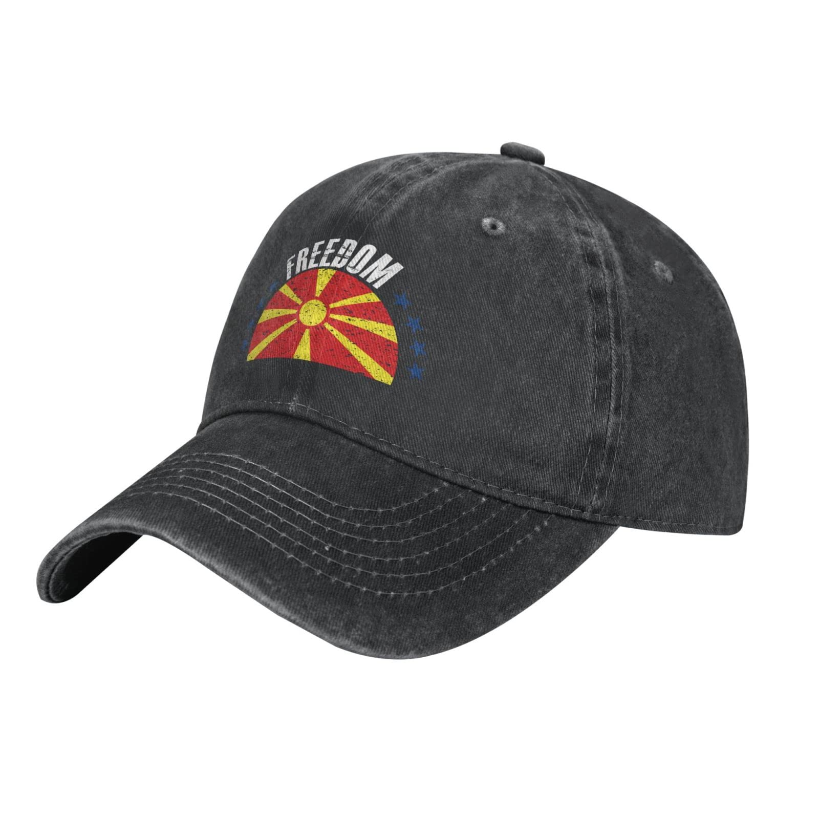 LIICHEES Vintage North Macedonia Flag & Freedom Baseball Cap for Men & Women - Stylish Cowboy Hat for Outdoor, Sports, and Patriotic Events