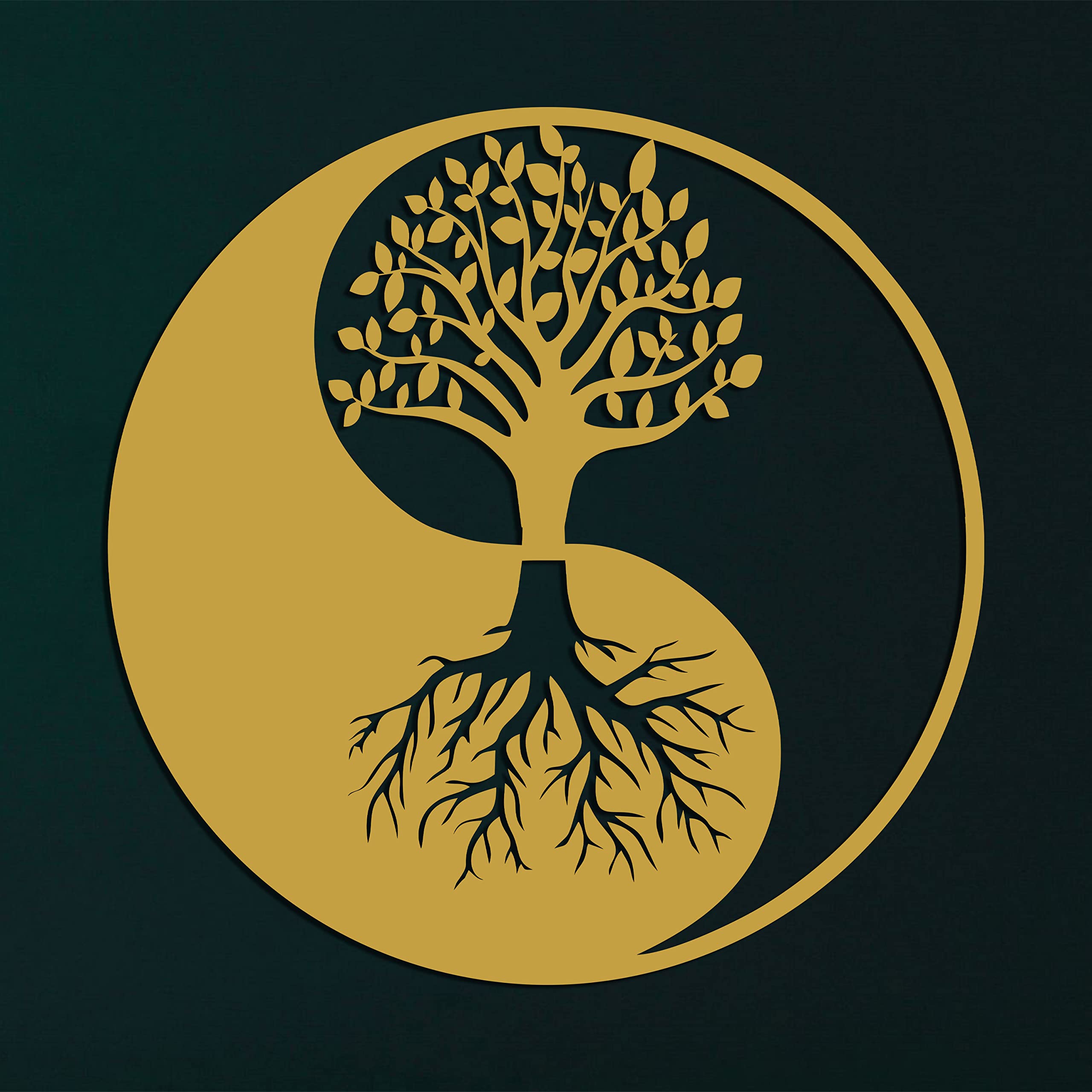 DEKADRON Gold Tree of Life Metal Wall Art - Yin Yang Wall Decor for Home & Office - 28