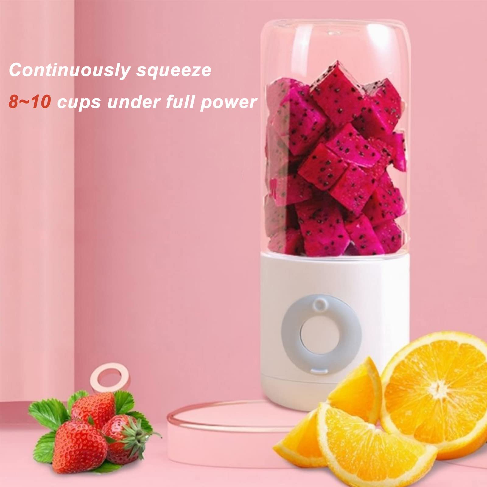Portable USB Electric Smoothie Blender - 500ml Personal Mini Juicer Cup with 3 Blades, 1300mAh Battery for Fruits, Vegetables & Protein Shakes | Perfect for Office, Kitchen, Home & Travel | Compact White Blender (16.9oz)