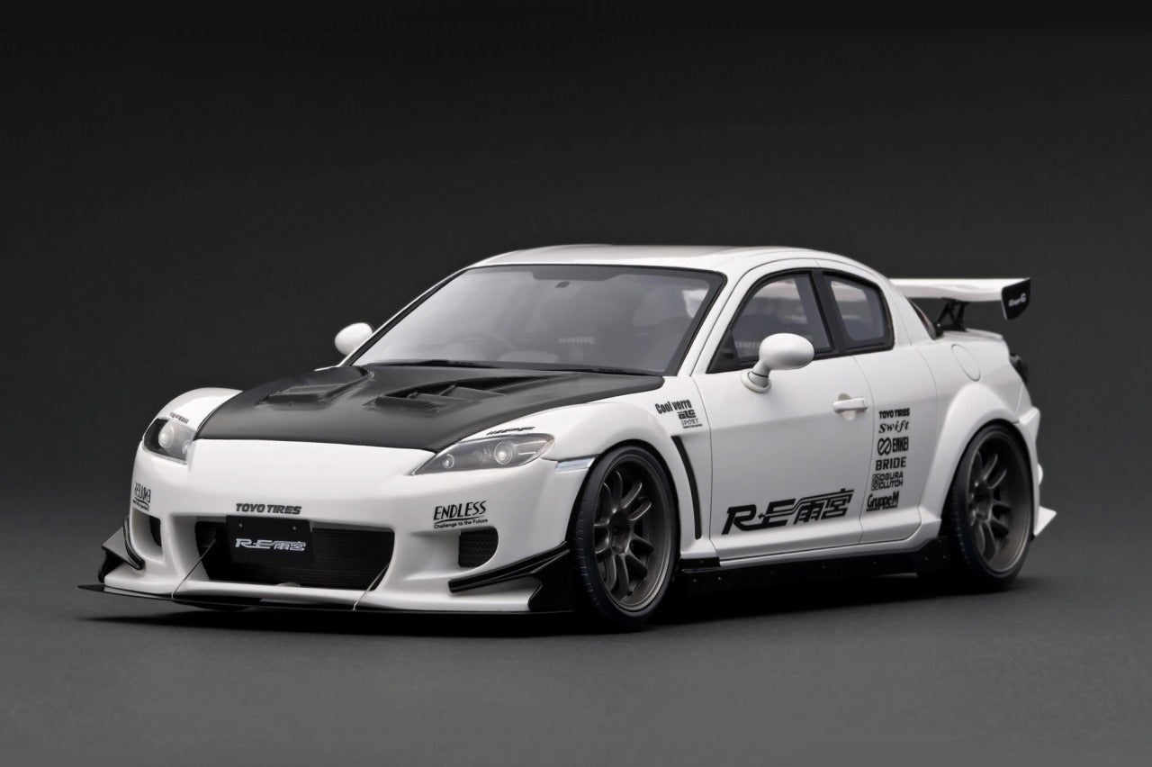 1:18 Scale Mazda RX-8 (SE3P) RE Amemiya White Diecast Model Car - Collectible Sports Car for Display, Racing Enthusiasts & Auto Decor