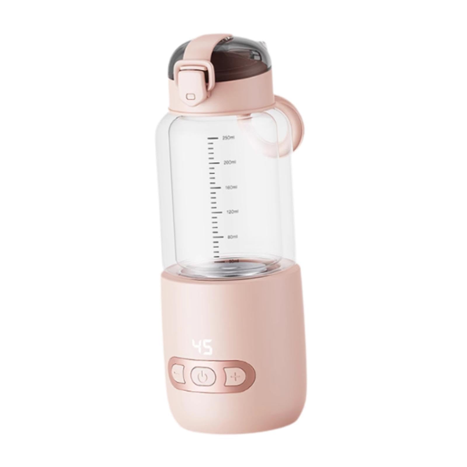 Portable USB Rechargeable Baby Bottle Warmer - 250ml Fast Heating Glass Milk Warmer for Travel, Camping & Car Use - Pink (Ideal for On-the-Go Parents & Outdoor Adventures)