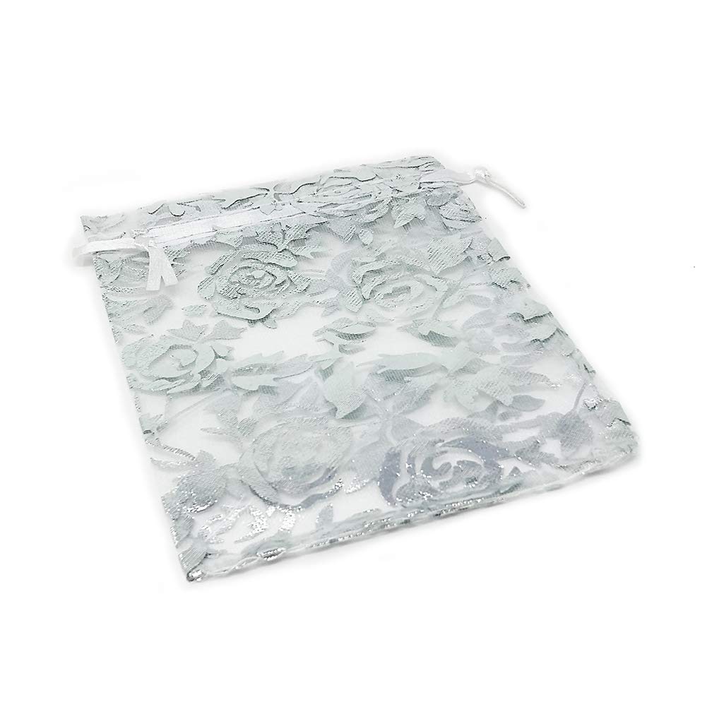 50 Pack Sheer Coralline Organza Gift Bags - Elegant Jewelry Pouches for Wedding Favors, Party Decorations & Special Occasions | Perfect for Bridal Showers, Baby Showers & Birthday Celebrations