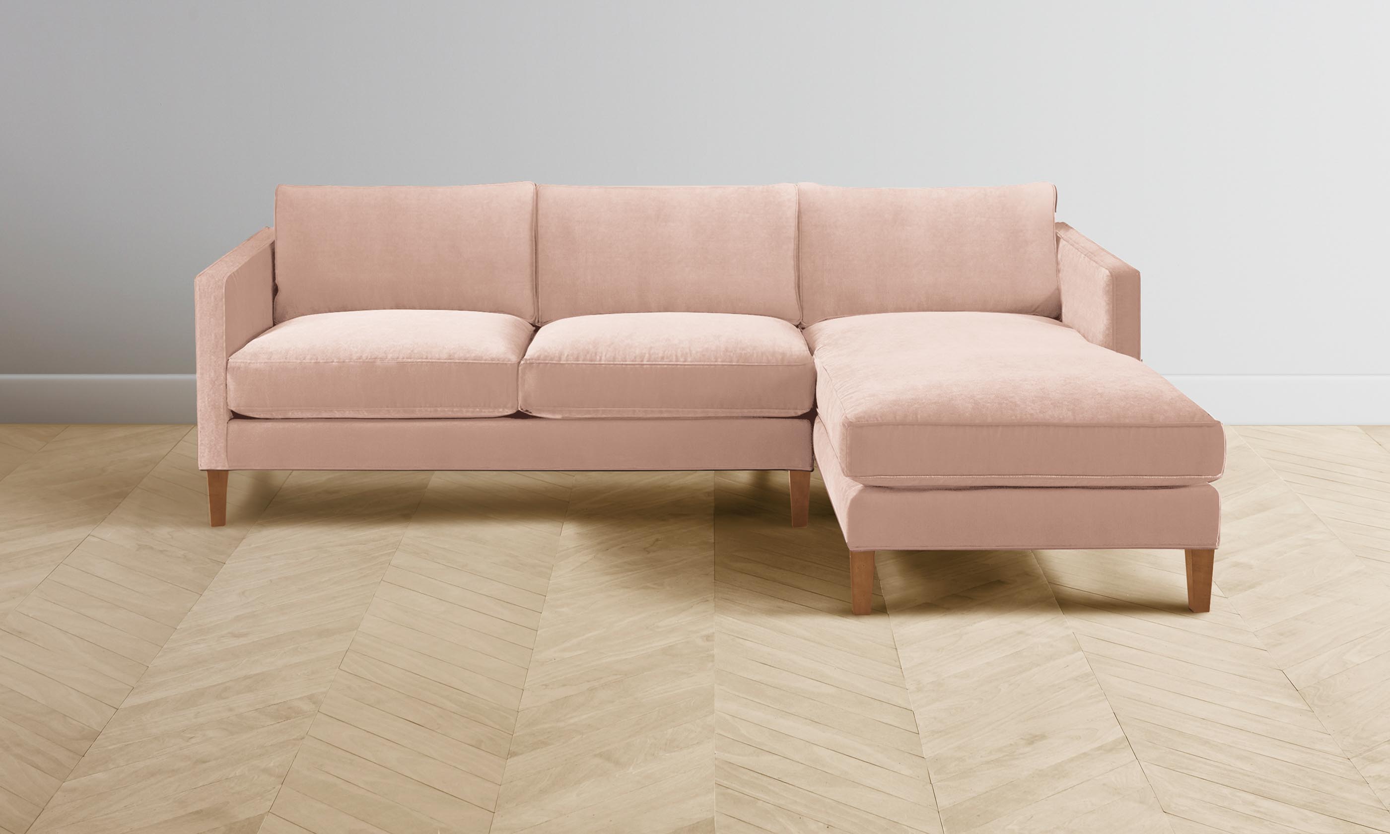 Crosby Sectional Sofa - Performance Velvet Upholstery in Dusty Rose | Perfect for Living Room, Lounge & Family Gatherings