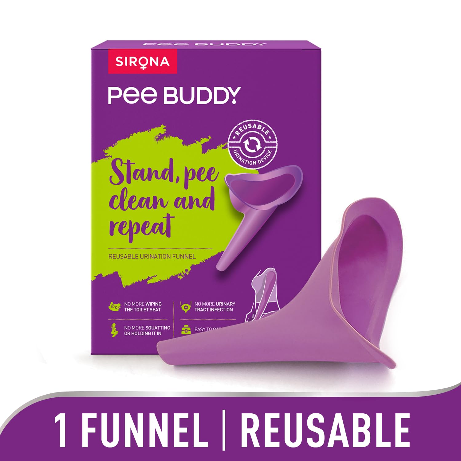 PeeBuddy Reusable Portable Stand and Pee Urination Device for Women - 1 Unit | Leak-proof Pee Funnel for Travel, Camping, Hiking & Outdoor Activities | Perfect for Public Toilets, Road Trips & Emergency Situations