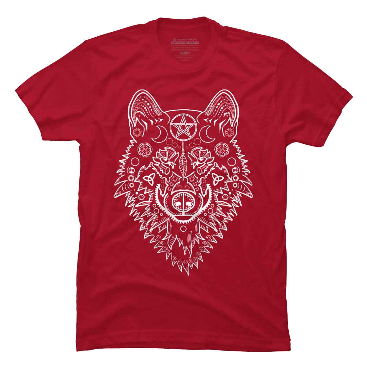 Design By Humans Men's Tribal White Wolf Graphic T-Shirt | Premium Cotton Tee for Casual Wear & Street Style | Perfect for Outdoor Adventures, Concerts, and Everyday Fashion