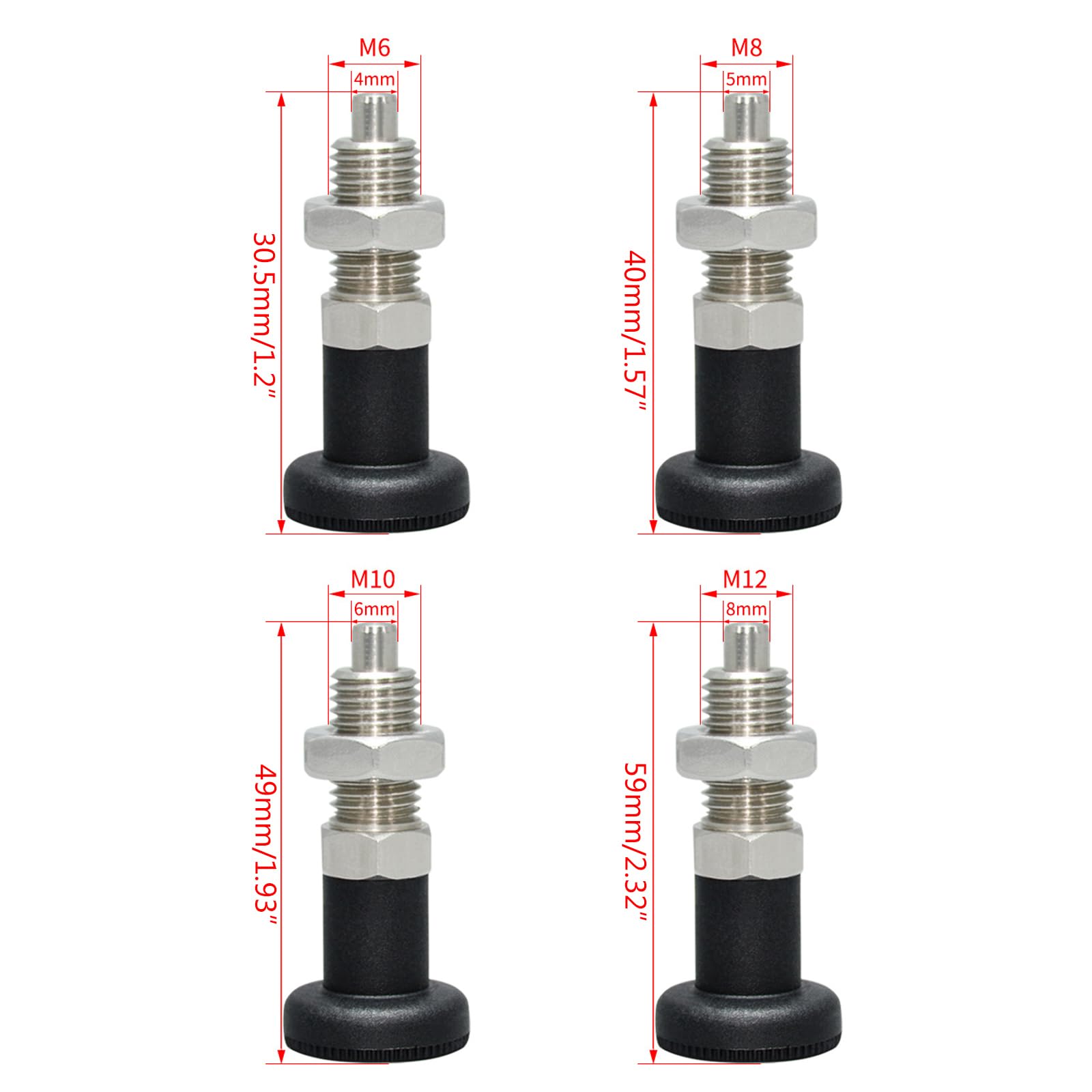 High-Quality Nose Spring Plunger & Indexing Solution - Spring Return Knob Plunger in 4 Sizes for Precision Machining and Industrial Applications