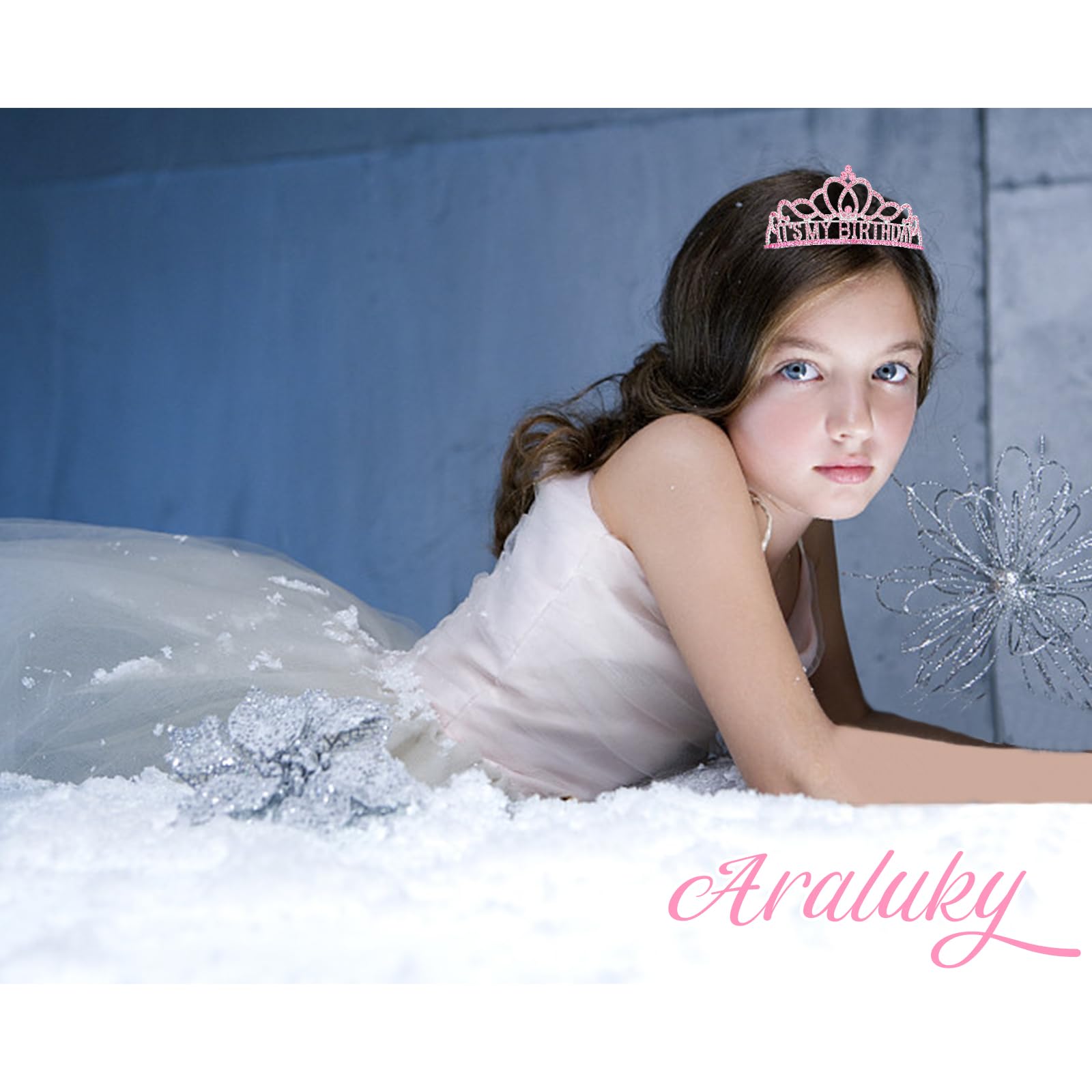 Birthday Tiara Crown for Girls & Women - Pink Glitter Princess Headband - Perfect for Birthday Parties, Quinceañeras & Special Occasions