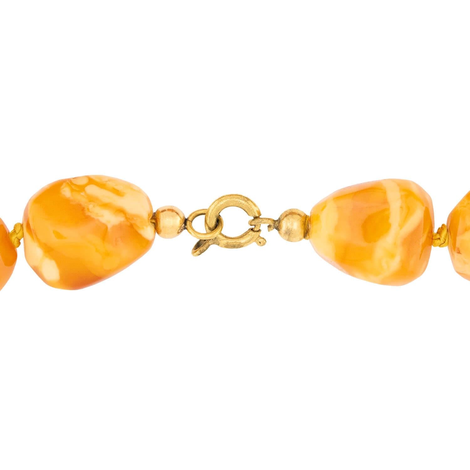 Vintage 14k Gold Baltic Butterscotch Bead Necklace - 26 Inch Elegant Amber Jewelry for Women, Perfect for Boho Chic Outfits & Special Occasions