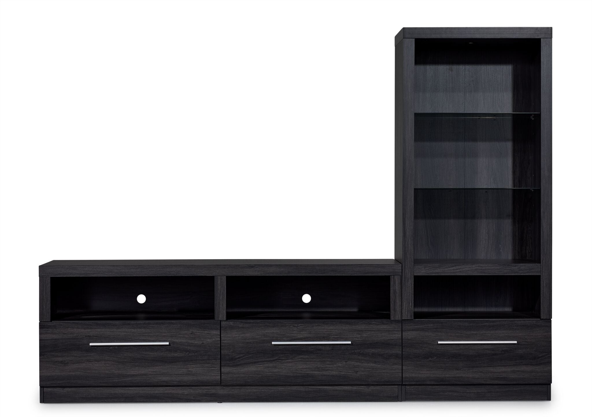 Bronte 58 Inch TV Stand with Pier Package - Charcoal Grey - Modern Entertainment Center for Living Room, Bedroom & Home Theater
