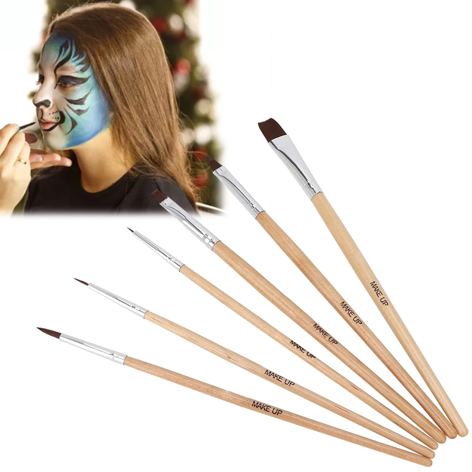 Professional 6pcs Face Paint Brush Set for Halloween & Body Art - Adults & Beginners