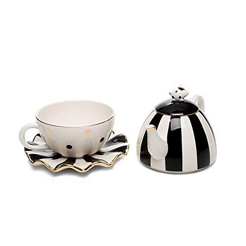 MacKenzie-Childs Mod Tea Party for One Set - Elegant Floral Ceramic Teapot with Cup - Perfect for Afternoon Tea, Bridal Showers & Gift Giving