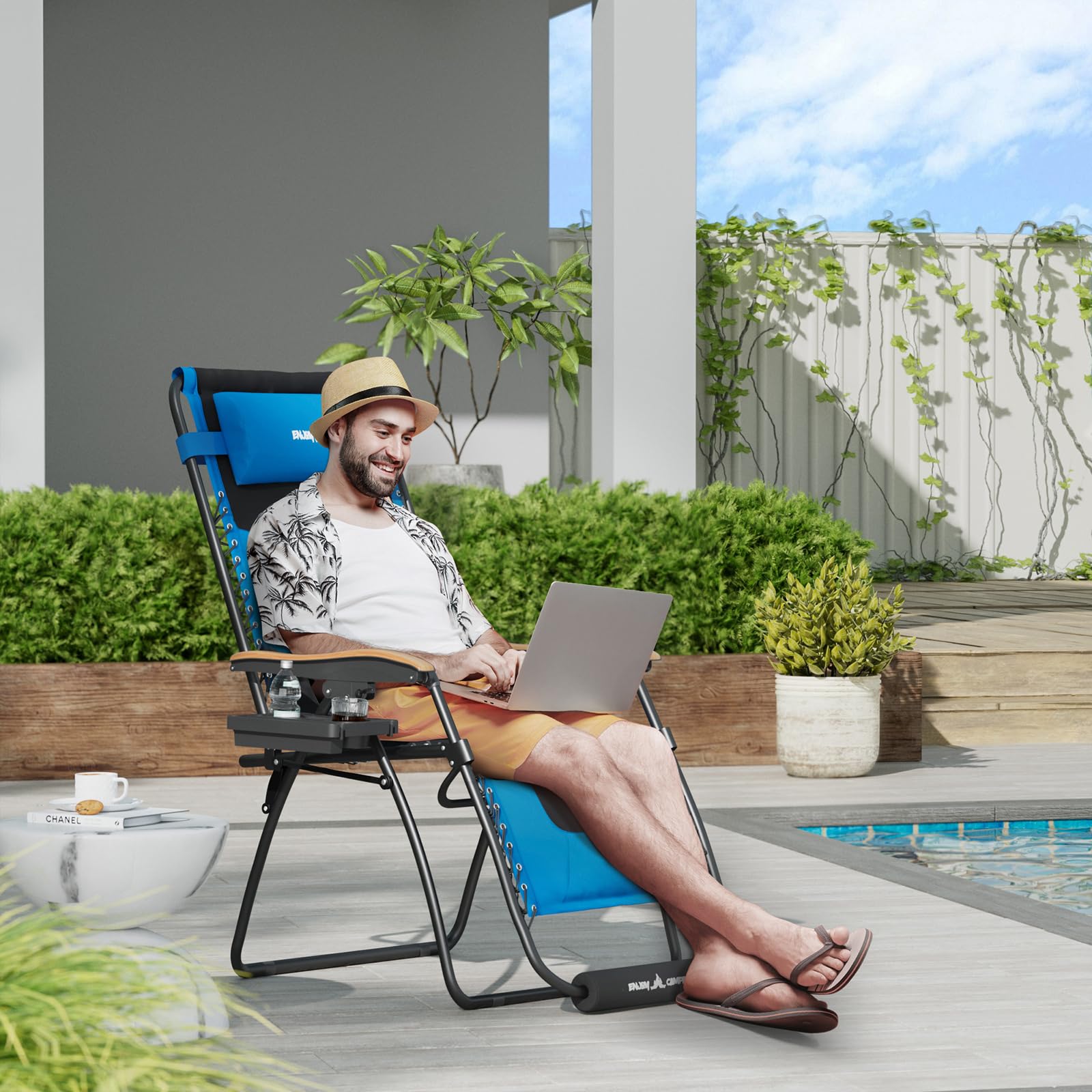 UDPATIO Zero Gravity Chair Set of 2 - XL 30In Oversized Outdoor Recliners with Cup Holder, Footrest & Padded Headrest - Heavy Duty 500lbs Capacity - Perfect for Patio, Poolside, Beach & Backyard Relaxation