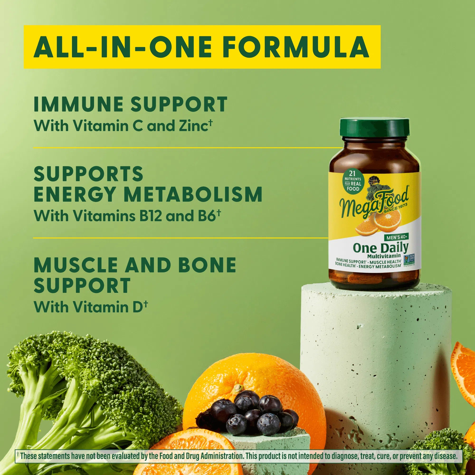MegaFood Men's 40+ One Daily Multivitamin Supplement - Support Energy, Immunity & Heart Health for Active Men Over 40 | Daily Nutrition for Workout, Office & Family Life