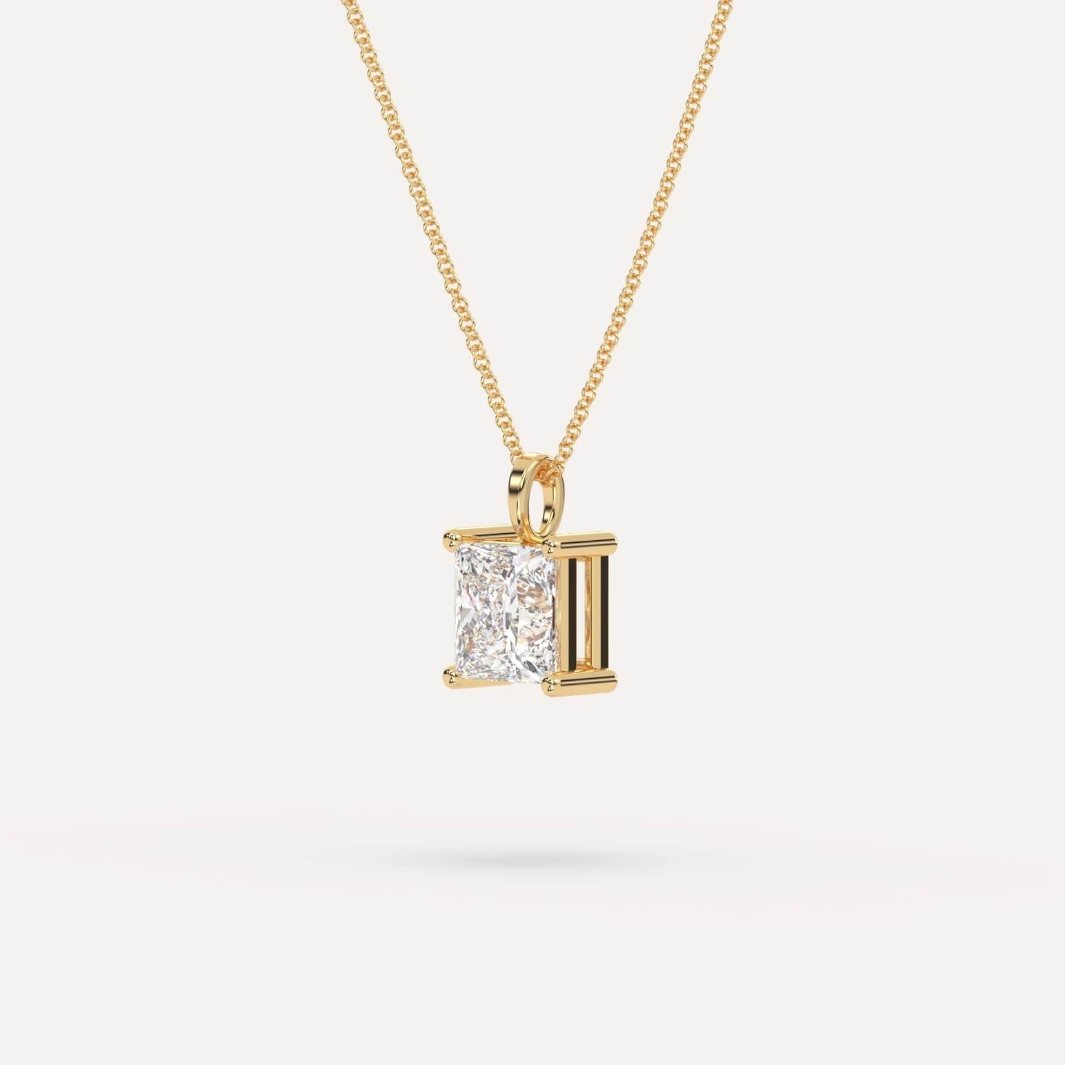 2 Carat Princess Cut Diamond Pendant Necklace - 14K White Gold Solitaire Pendant for Women - Perfect for Anniversary, Engagement & Special Occasions