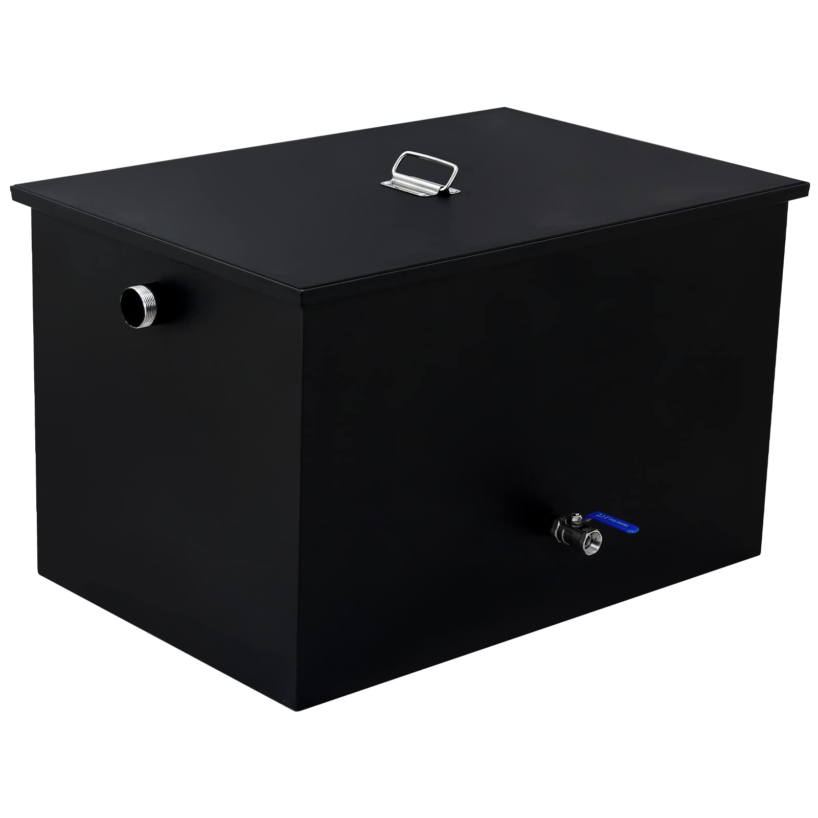 Commercial Grease Interceptor - Heavy Duty Carbon Steel Grease Trap for Kitchen Under Sink, 70LB Oil-Water Separator with Side Water Inlet | Ideal for Restaurants, Food Trucks & Commercial Kitchens