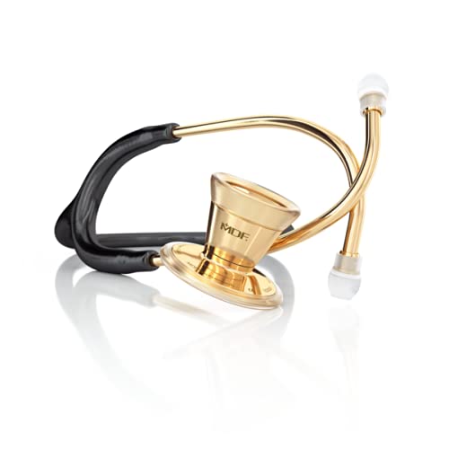 Premium MDF ProCardial Cardiology Stethoscope - Dual Head Stainless Steel Adult Stethoscope with Black Tube & Gold Chestpiece (MDF797K11) - Ideal for Doctors, Nurses, and Medical Professionals in Hospitals & Clinics