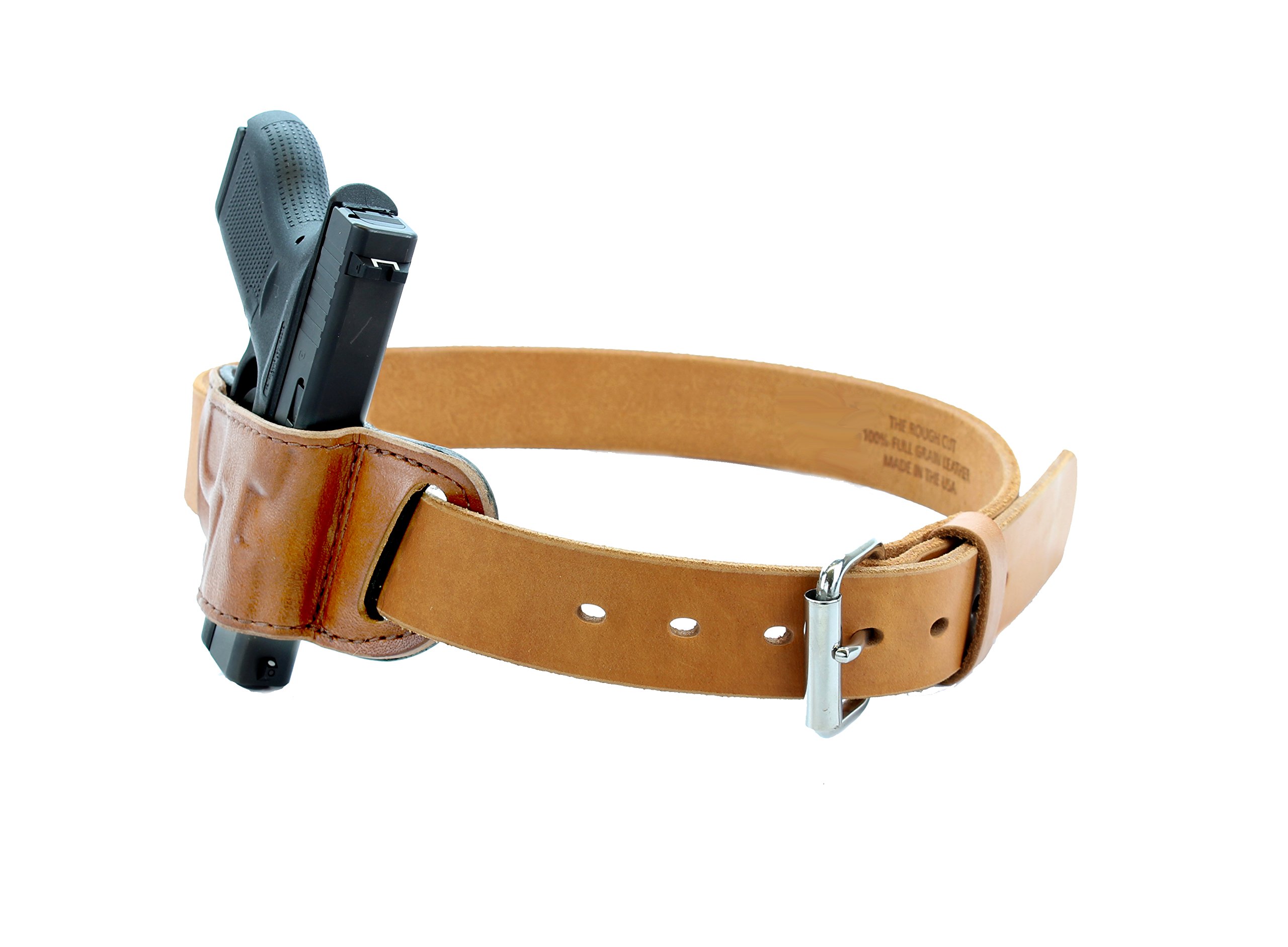 Daltech Force® Roughcut® Concealed Carry CCW Gun Belt - 15-17 oz Full Grain Natural Leather Belt for Men | Durable & Comfortable EDC Belt for Firearm Enthusiasts & Everyday Wear