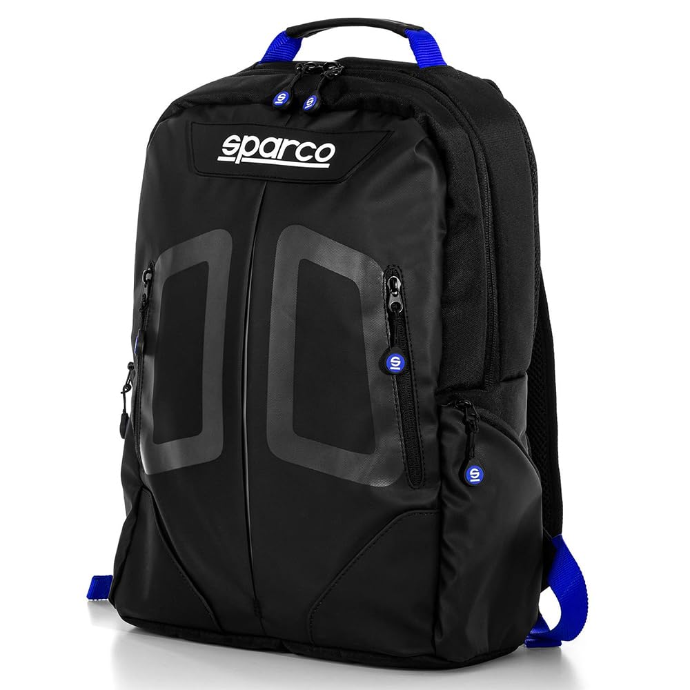 Sparco Medium Backpack for Men & Women - Durable Black & Blue Laptop Backpack for Work, School, Travel & Outdoor Adventures