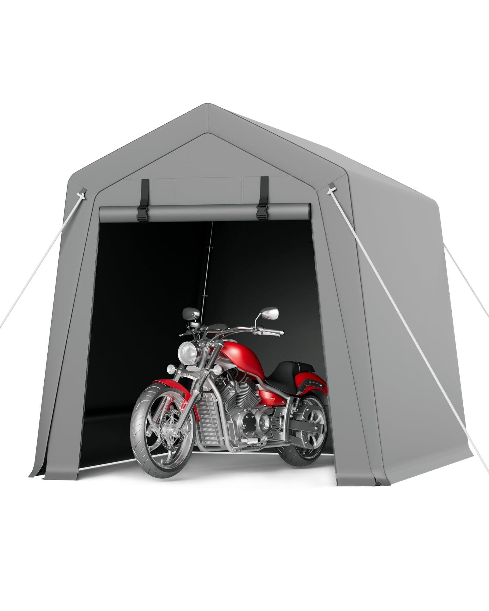 6x8 ft Heavy Duty Waterproof Carport Storage Shed with 2 Roll-Up Zipper Doors - Shelter Logic Garage Tent for Motorcycle, Bike, Garden Tools & Firewood Storage - Perfect for Backyard, Patio, RV and Outdoor Equipment Protection