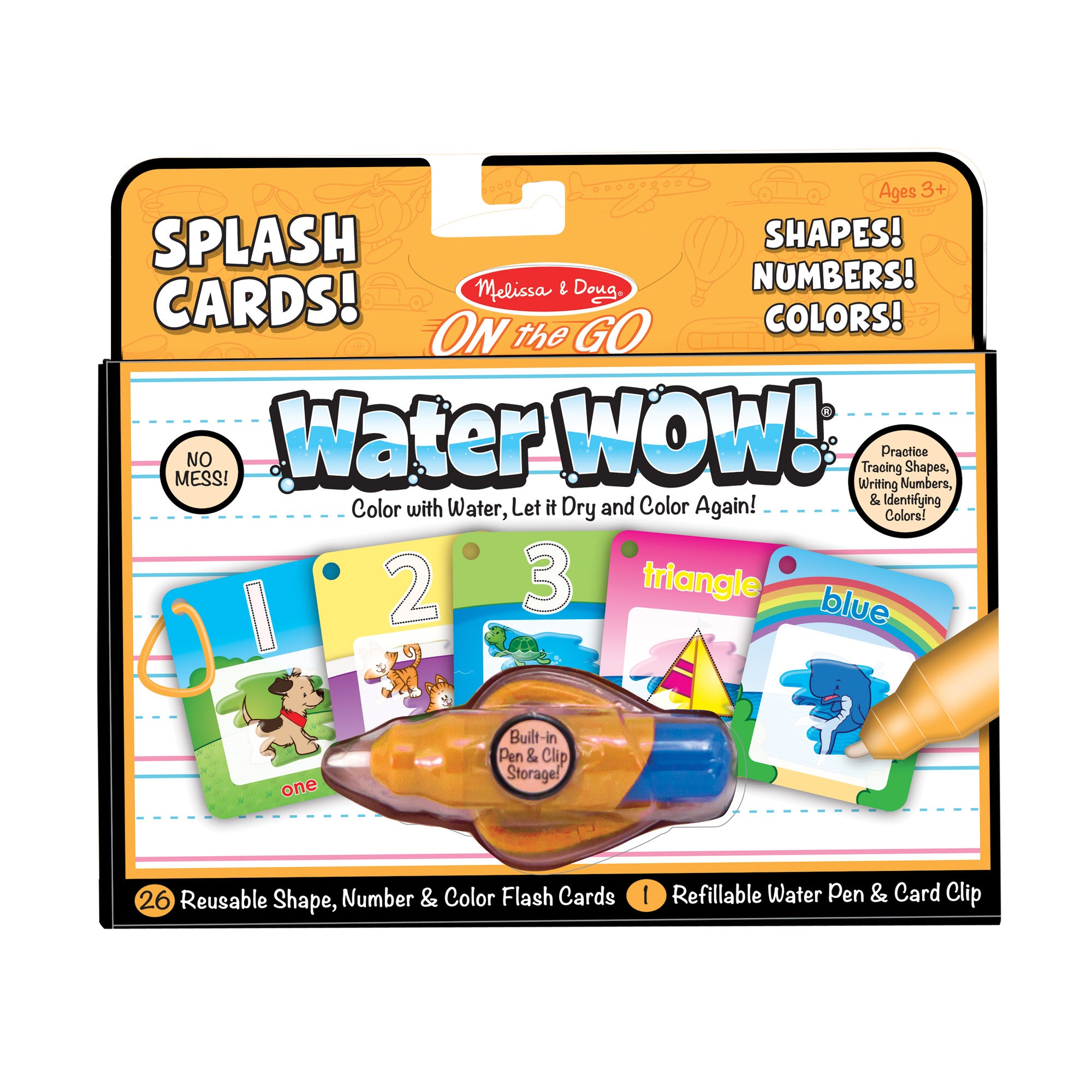Water Wow! Splash Cards - Shapes, Numbers & Colors Learning Activity for Toddlers | Reusable Water-Reveal Flashcards for Preschool & Travel Fun