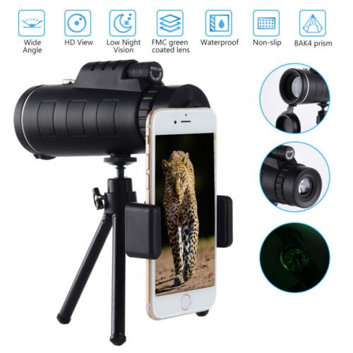 40x60 HD Monocular Telescope with BAK4 Prisms - High Power Zoom Spotting Scope for Bird Watching, Hunting, Camping & Outdoor Adventures