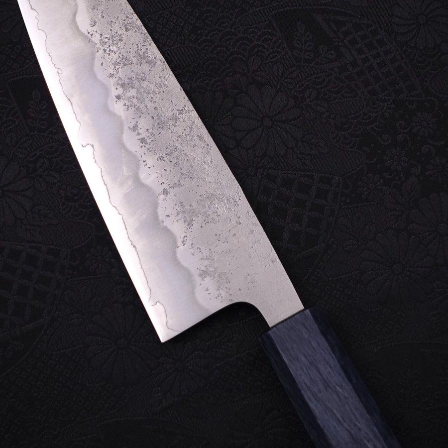 Premium Santoku Knife 165mm - High Carbon Silver Steel Blade with Nashiji Finish & Dark Blue Handle - Perfect for Slicing, Dicing, and Chopping Vegetables, Meat, and Fish