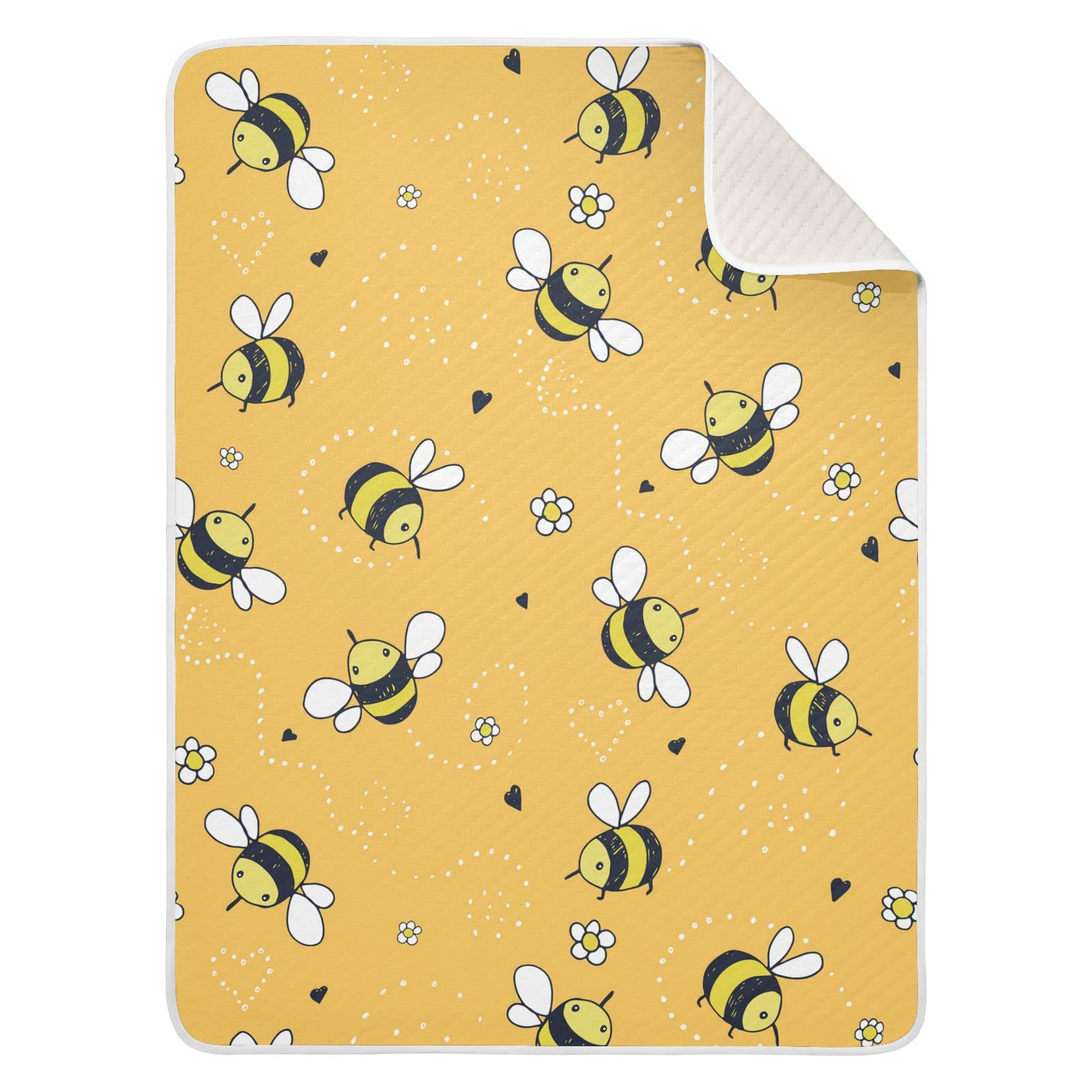 JIPONI Super Soft & Warm Baby Blanket 30x40 Inch - Cute Cartoon Bee Flower Design for Boys & Girls | Personalized Nursery Blanket for Swaddling, Stroller & Crib