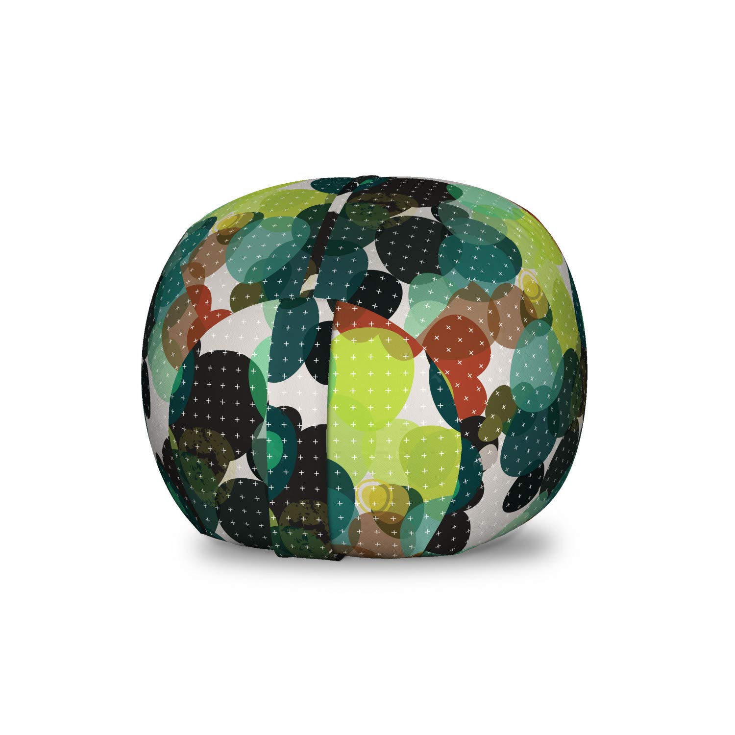 Ambesonne Modern Storage Toy Bag Chair - Colorful Round Blots Design, Washable Stuffed Animal Organizer for Kids Room, Small Size in Pale Tan & Multicolor - Perfect for Nursery, Playroom & Bedroom Organization