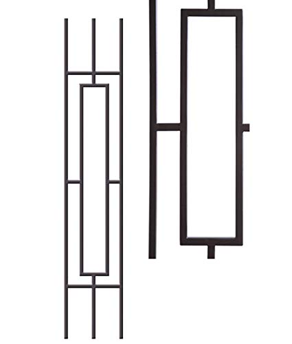 Black Satin Iron Hollow Baluster for Staircase - 9.4.11 Single Rectangular Design | Perfect for Home Renovation, Stair Railings & Interior Decor