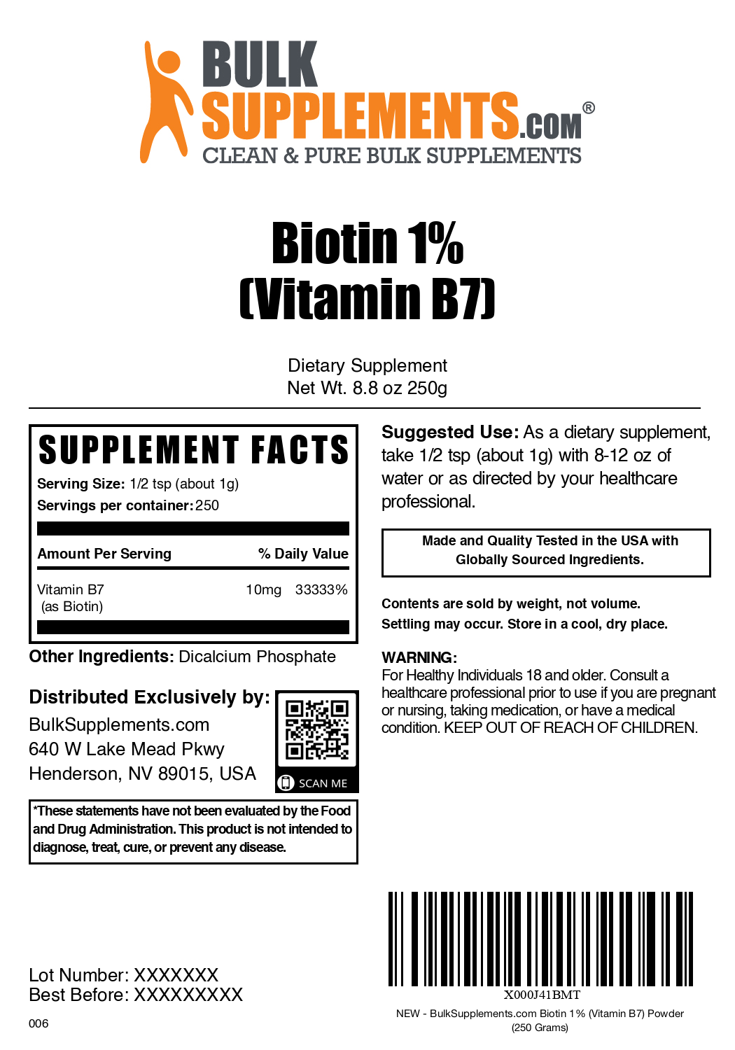 10000mcg Biotin Powder for Hair Growth, Skin & Nails - Vegan Collagen Booster Supplement for Men & Women - Perfect for Daily Wellness Routine