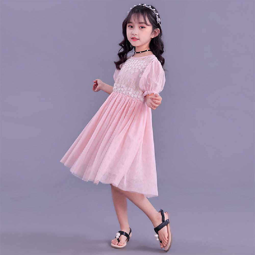 Quenny Korean Style Girls' Mesh Princess Summer Dresses - Floral Flower Party Dresses for Toddler & Kids - Perfect for Birthday, Photo Shoots & Outdoor Play