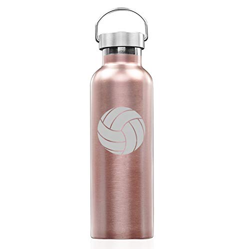 Premium Rose Gold Double Wall Vacuum Insulated Stainless Steel Tumbler - 25oz Leakproof Travel Mug with Straw Lid - Perfect for Volleyball Games, Gym, Office & Outdoor Activities