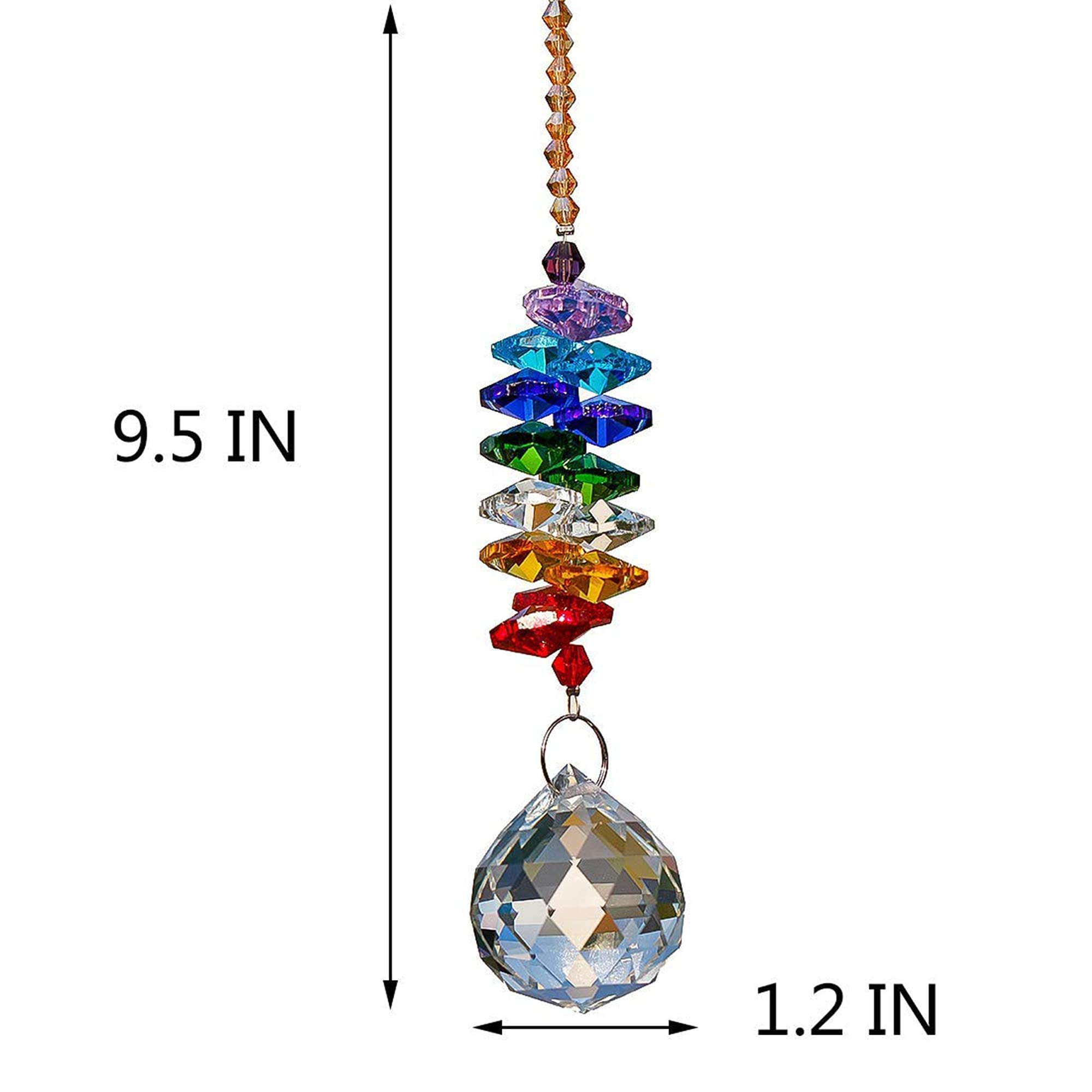 H&D Crystal Suncatcher - Feng Shui Rainbow Maker Window Prisms for Home Decor, Meditation & Positive Energy - Create Beautiful Rainbows in Living Room, Bedroom or Garden