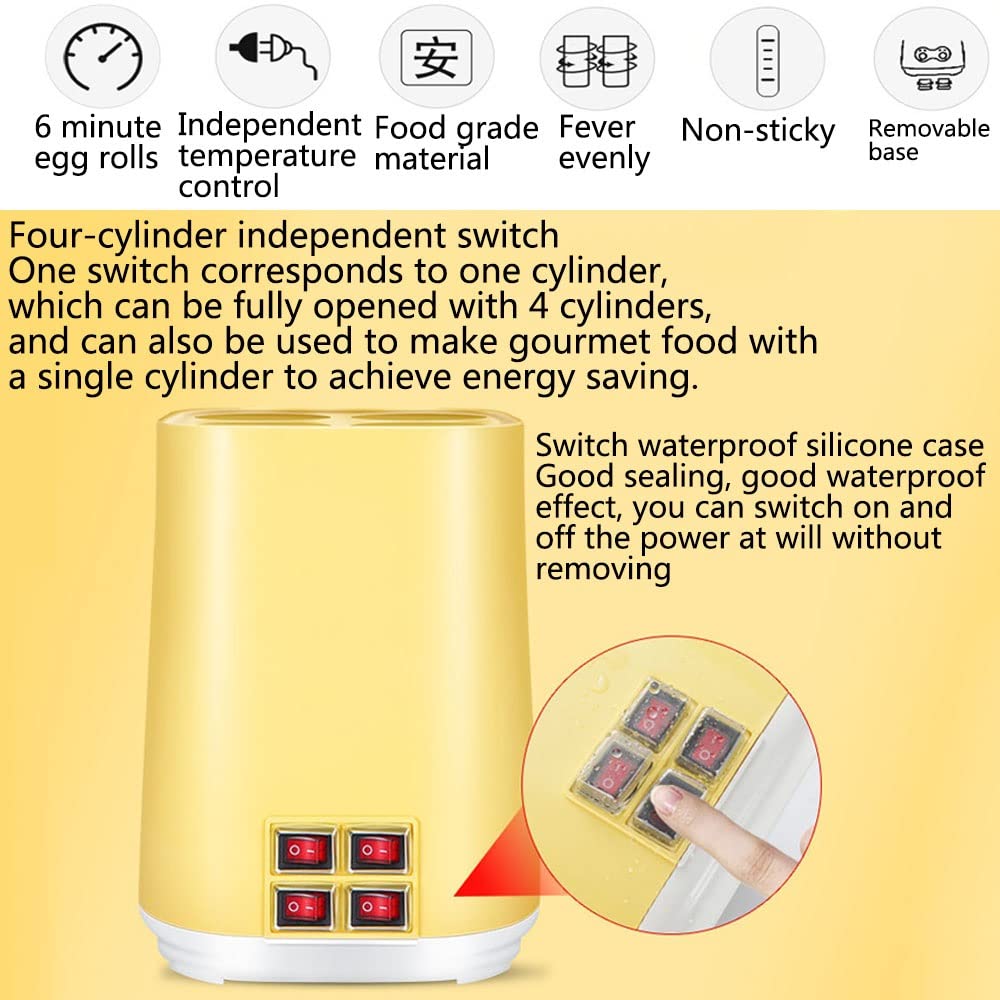 Electric Egg Roll Maker - Automatic 4 Sausage Breakfast Machine, Multifunctional Egg Cooker & Boiler for Home DIY Cooking | Perfect for Quick Breakfasts, Snacks & Party Food Prep