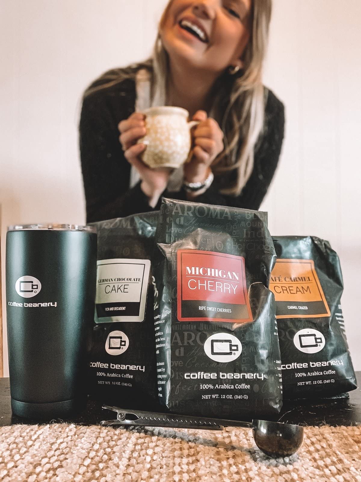 Michigan Cherry Flavored Coffee - Medium Roast Specialty Coffee Beans by Coffee Beanery | 12oz Coarse Ground for French Press & Cold Brew | Perfect for Breakfast & Afternoon Tea