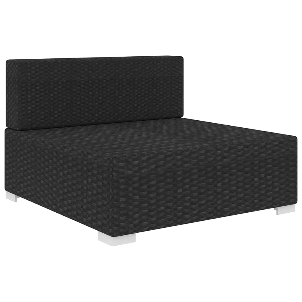 SKM Black Poly Rattan Sectional Sofa with Cushions - 3-Seater Middle Section for Patio, Garden or Outdoor Lounge (Model 8289)