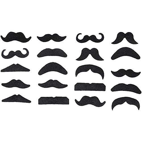 20pcs Funny Fake Mustaches for Halloween & Christmas - Black Self-Adhesive Fake Beards for Costume Parties, Cosplay & Festive Performances - Great for Themed Events, Dress-Up Games & Photo Booths