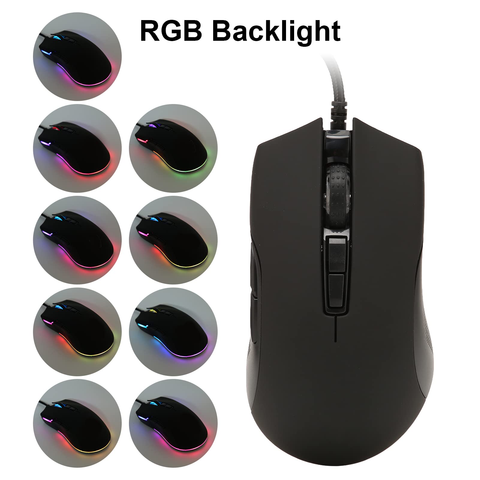 Wired Gaming Mouse with 8 Adjustable DPI & RGB Backlight - High Precision USB Plug and Play PC Gaming Mouse, Lightweight Portable Design for Wide Compatibility - Perfect for FPS, MOBA Games and Office Work