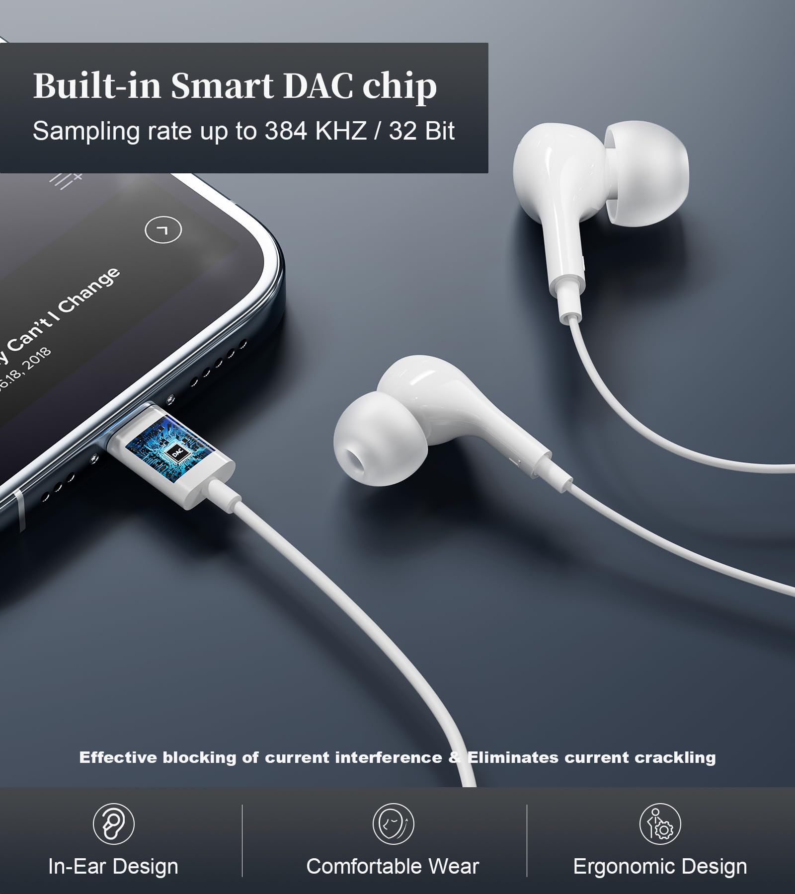 USB C Headphones with Microphone - Wired Type C Earphones Compatible with iPhone 15, iPad 10, Samsung Galaxy S25/S24/S23 Ultra, A16/A55/A54/A35, Google Pixel 8a/8 Pro & iPad Pro 2024 - Perfect for Gaming, Music & Calls