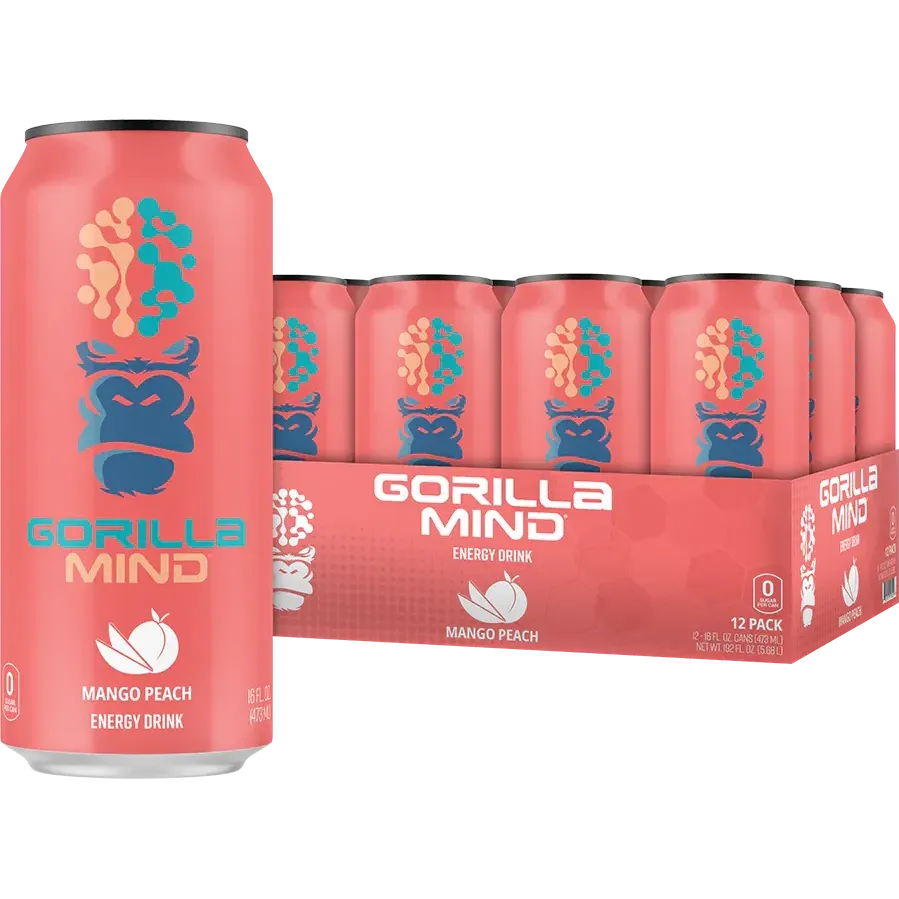 Gorilla Mind Energy Drink - Sugar-Free, High Caffeine, Focus & Performance Booster - Perfect for Workouts, Studying & Long Workdays