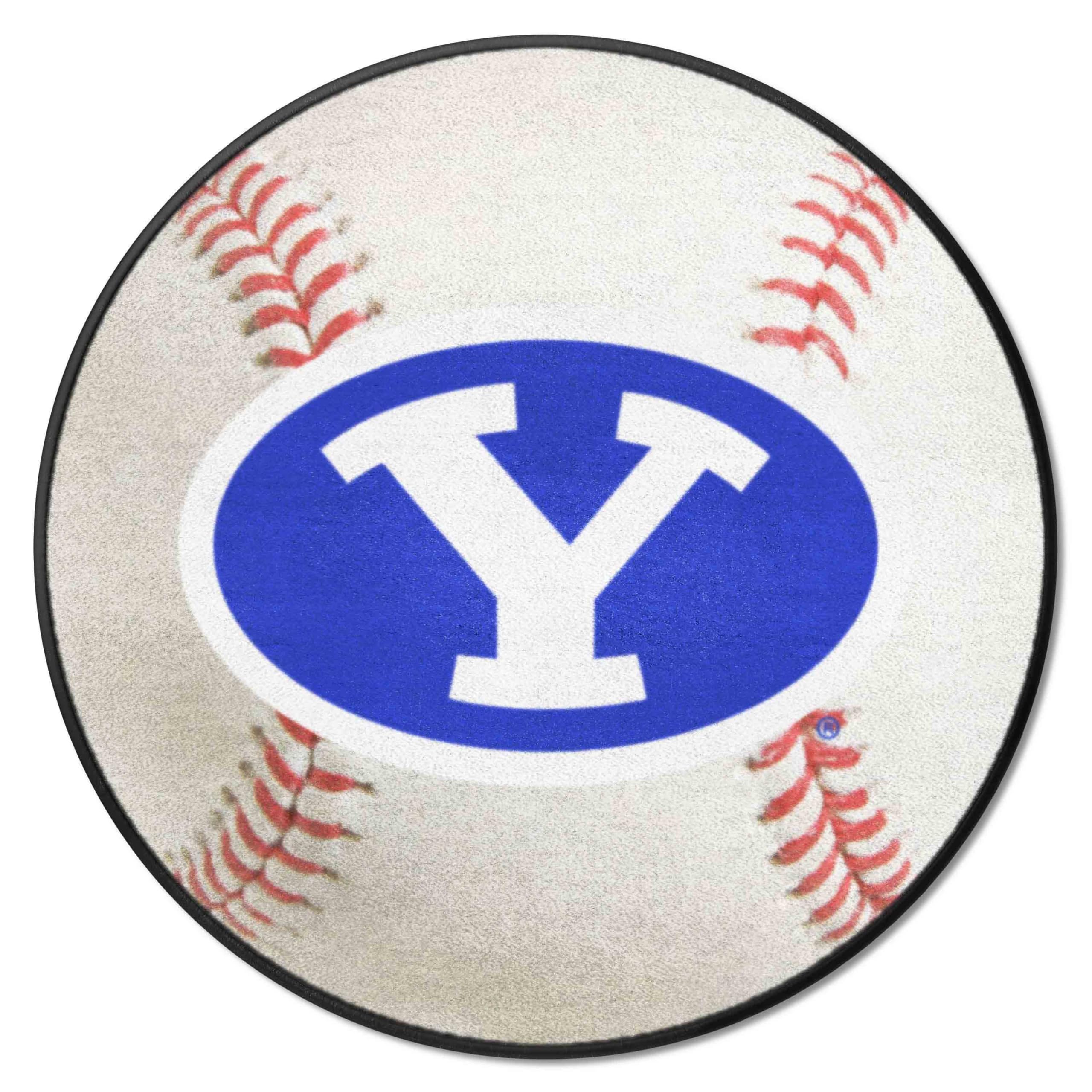 FANMATS 3268 BYU Cougars Baseball Shaped Accent Rug - 27 Inch Diameter NCAA Team Decor for Game Room, Dorm & Sports Fan Cave
