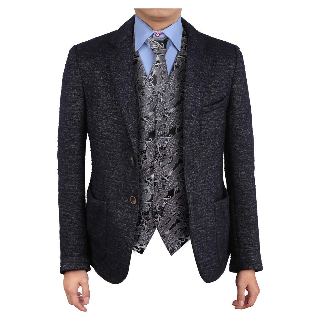 Epoint Men's Fashion Paisley Microfiber Dress Tuxedo Vest & Neck Tie Set - Formal Wedding, Prom, Party & Business Attire