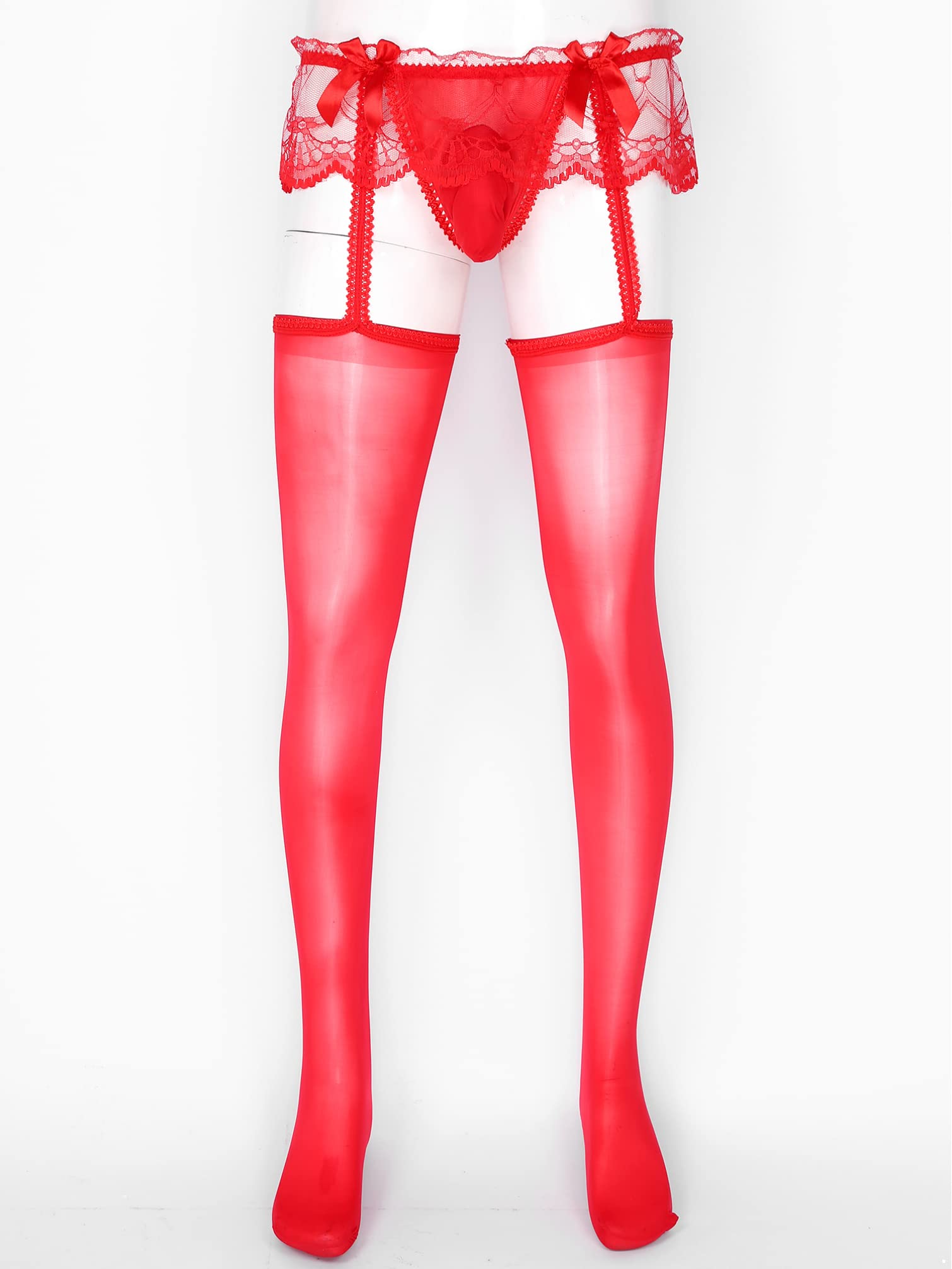 TiaoBug Men's Mesh Sheer Garter Belt Tights - High Waist Suspender Pantyhose for Formal Wear & Cosplay