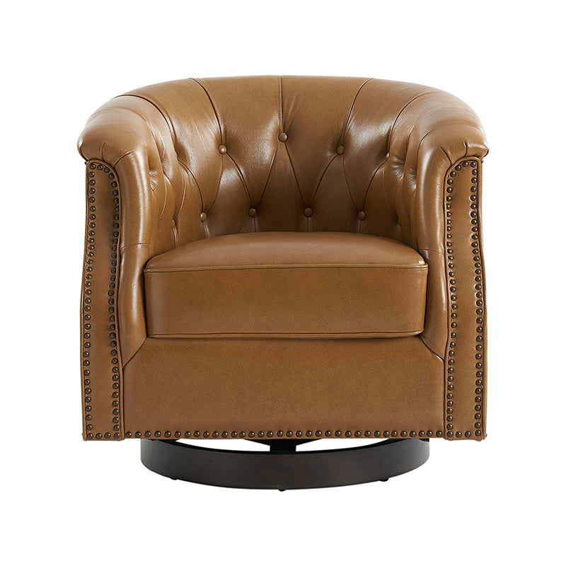 Morris Chesterfield Traditional Rocker Button Tufted Swivel Chair - Classic Leather Upholstered Recliner for Living Room, Office & Study - Perfect for Relaxing, Reading & Entertaining Guests