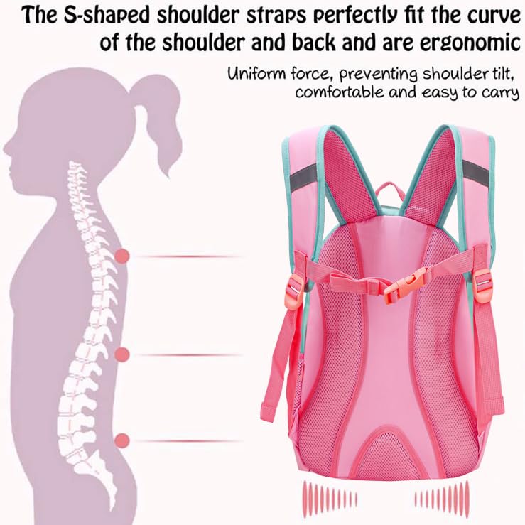 **ADSON Unicorn Wings Lightweight Orthopedic School Backpack for Kids & Toddlers - Spacious Travel Bag, Water-Resistant, Plush Shoulder Bag for Preschool & College - Perfect Gift for Girls (Unicorn Pink) - Ideal for School, Travel & Daily Use**