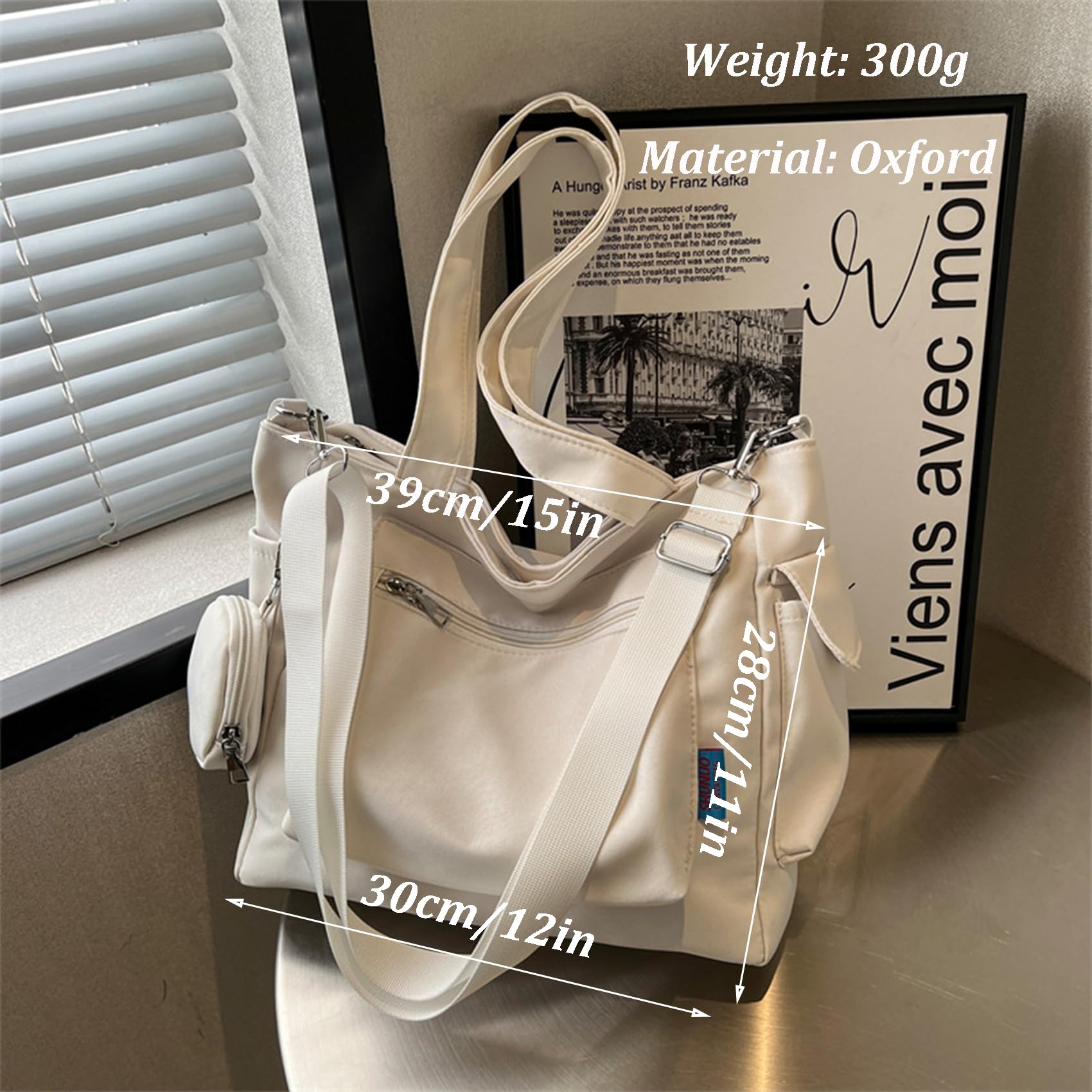 Stylish Large Capacity Canvas Tote Bag for Women - Durable Crossbody Handbag with Multiple Pockets for Work, Travel, Shopping & College | Perfect Everyday Carry-All for Commuters, Students & Professionals