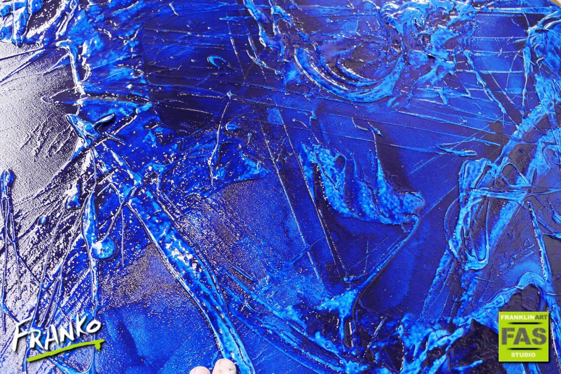 Blue Abstract Painting 270cm x 120cm - Large Modern Wall Art for Living Room, Bedroom & Office Decor