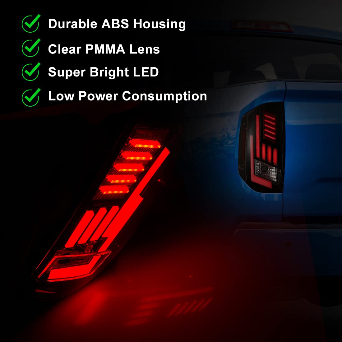 Nixon Offroad LED Sequential Tail Lights Assembly for 2014-2022 Toyota Tundra - Pair with LED Turn Signals, DRL & Brake Lights (Clear) - Upgrade Your Tundra Pickup for Enhanced Visibility & Style